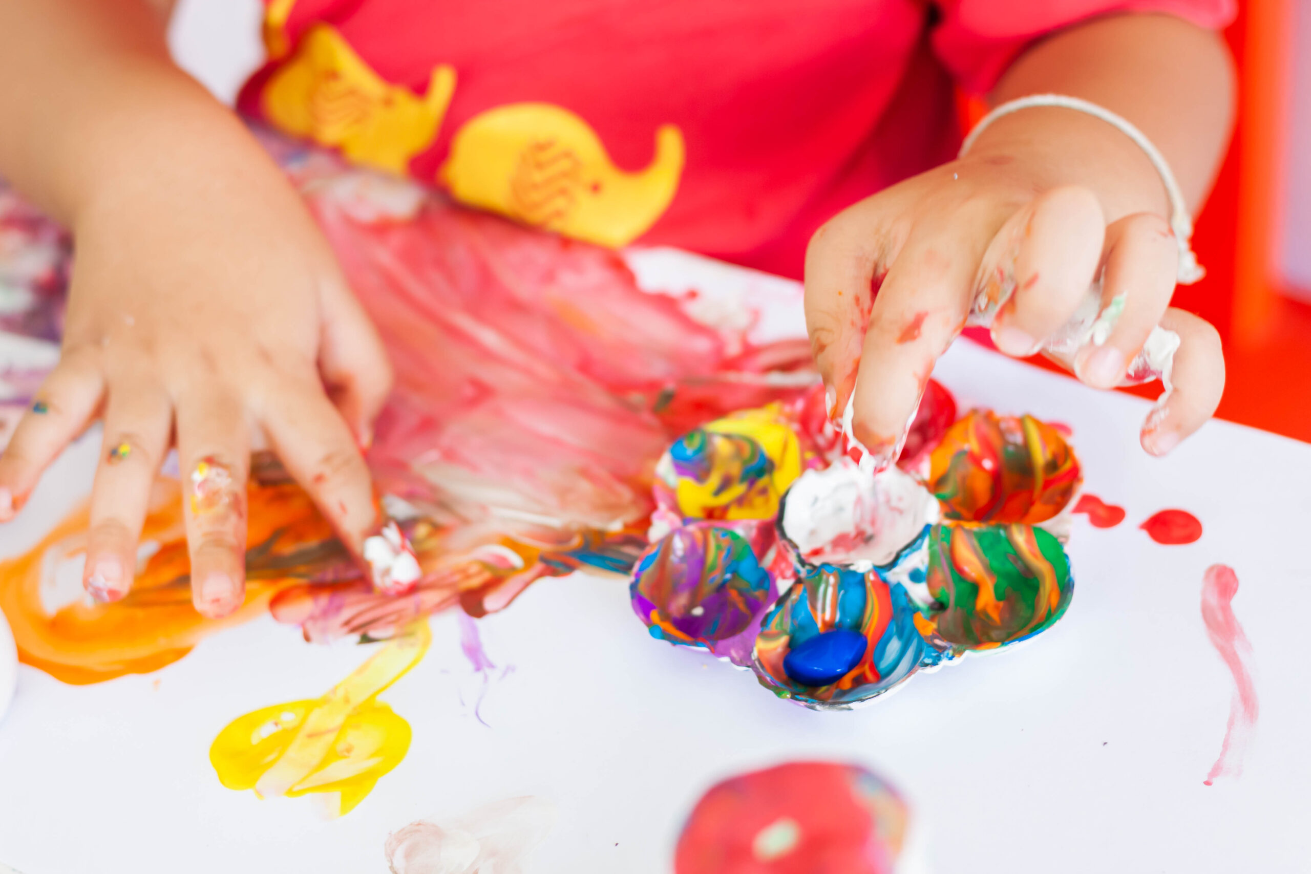 children,playing,with,watercolor,stay,at,home.,little,boy,and